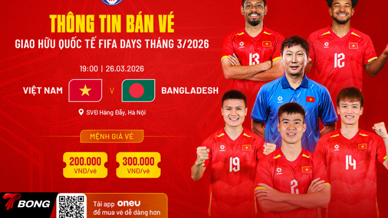 Chi tiết giá vé và cách mua trận Việt Nam đấu Bangladesh trên sân Hàng Đẫy